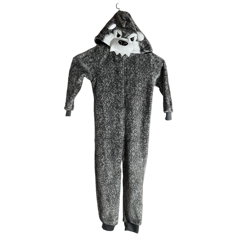 NEW Jellifish Kids Wolf Onsie Kids Sz 3T Gray Zip Up Onsie with Wolf Hoody